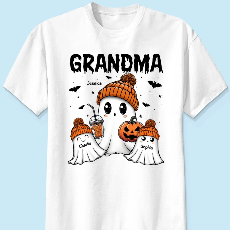 Boo Grandma Grandkids Fall Season Halloween Personalized Shirt - Image 7