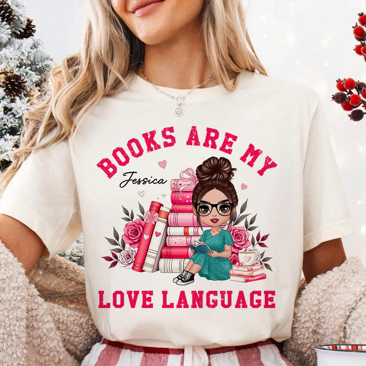 Books Are My Love Language  Gift For Book Lover, Bookworm Personalized Shirt - Image 7