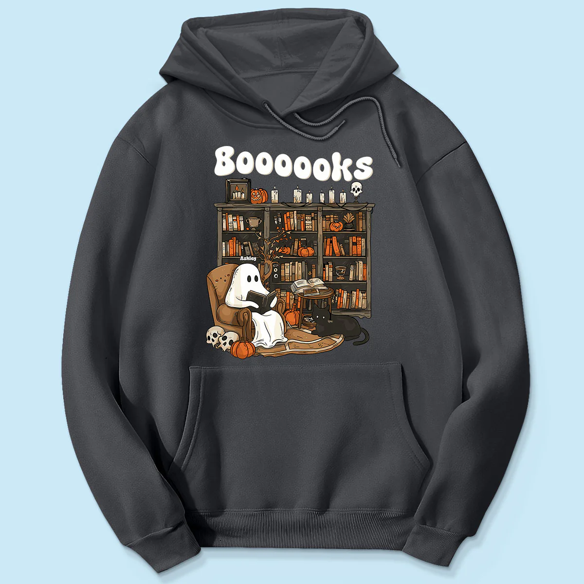 Booooks Retro Ghost Reading Books Personalized Halloween Shirt for Book Lover, Librarian, Teacher - Image 5