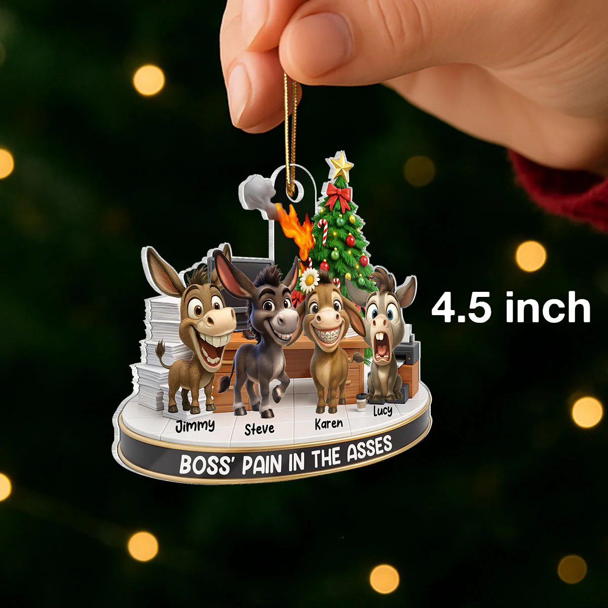 Boss Pain in the Asses, Donkey Office Decoration - Personalized Acrylic Ornament - Custom Employee Gift Exchange, White Elephant Gift - Image 2