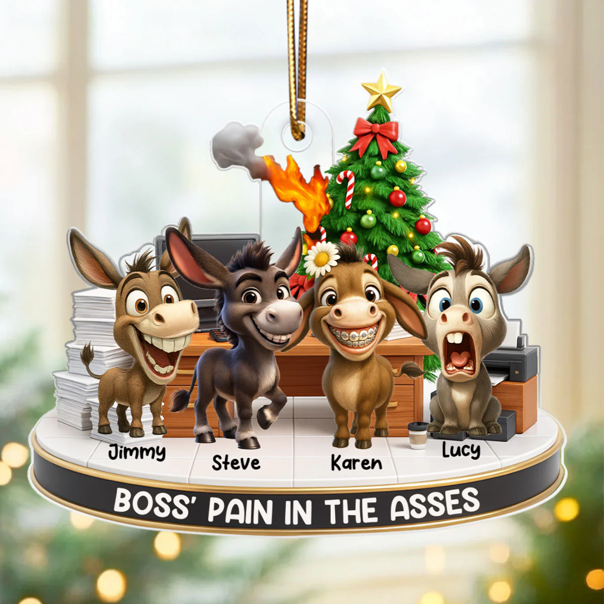Boss Pain in the Asses, Donkey Office Decoration - Personalized Acrylic Ornament - Custom Employee Gift Exchange, White Elephant Gift - Image 3