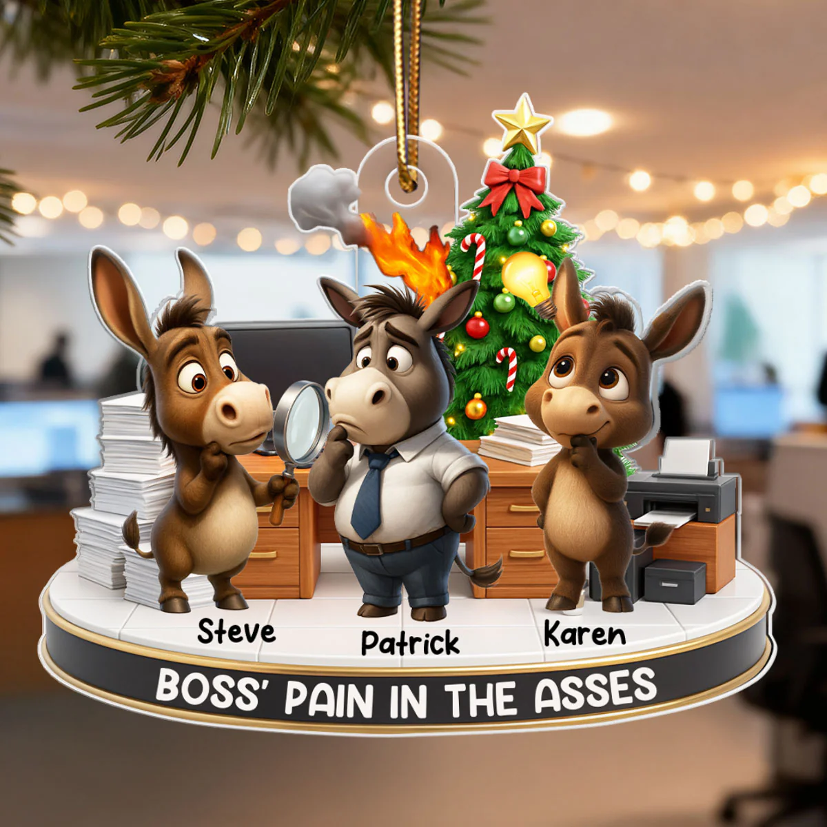 Boss Pain in the Asses, Donkey Office Decoration - Personalized Acrylic Ornament - Custom Employee Gift Exchange, White Elephant Gift - Image 7