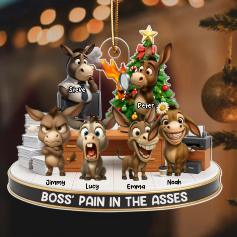 Boss Pain in the Asses, Donkey Office Decoration - Personalized Acrylic Ornament - Custom Employee Gift Exchange, White Elephant Gift - Image 9