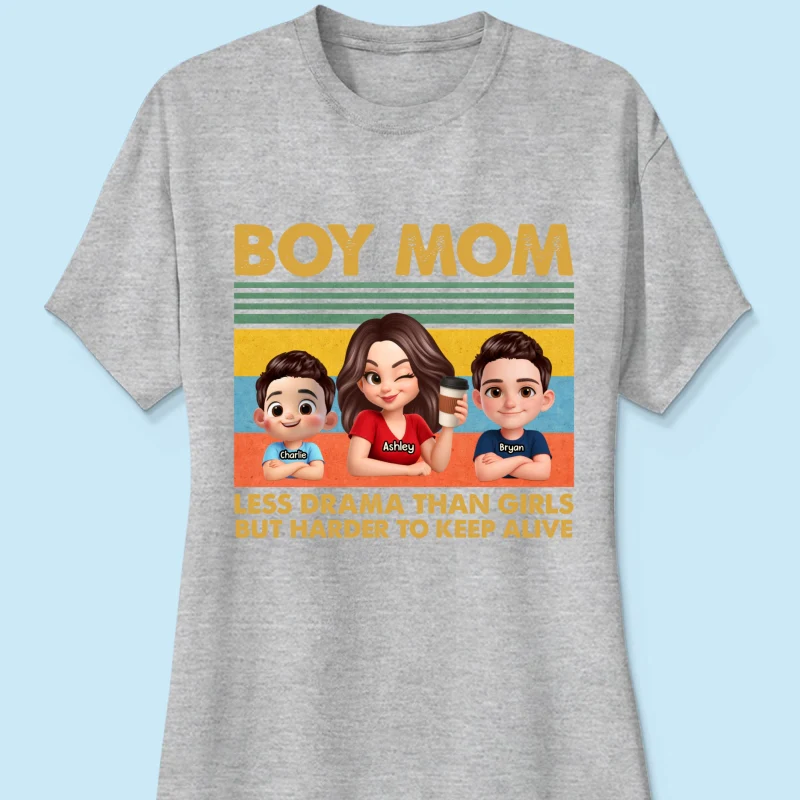 Boy Mom Less Drama Than Girls But Harder To Keep Alive - Personalized Shirt - Gift For Mom, Grandma - Image 35