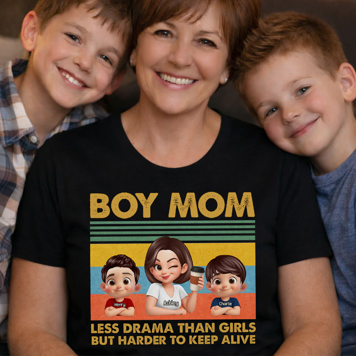 Boy Mom Less Drama Than Girls But Harder To Keep Alive - Personalized Shirt - Gift For Mom, Grandma - Image 4