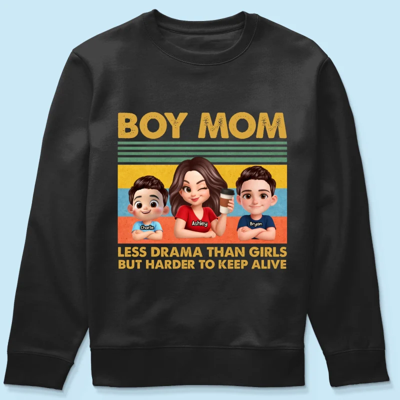 Boy Mom Less Drama Than Girls But Harder To Keep Alive - Personalized Shirt - Gift For Mom, Grandma - Image 40