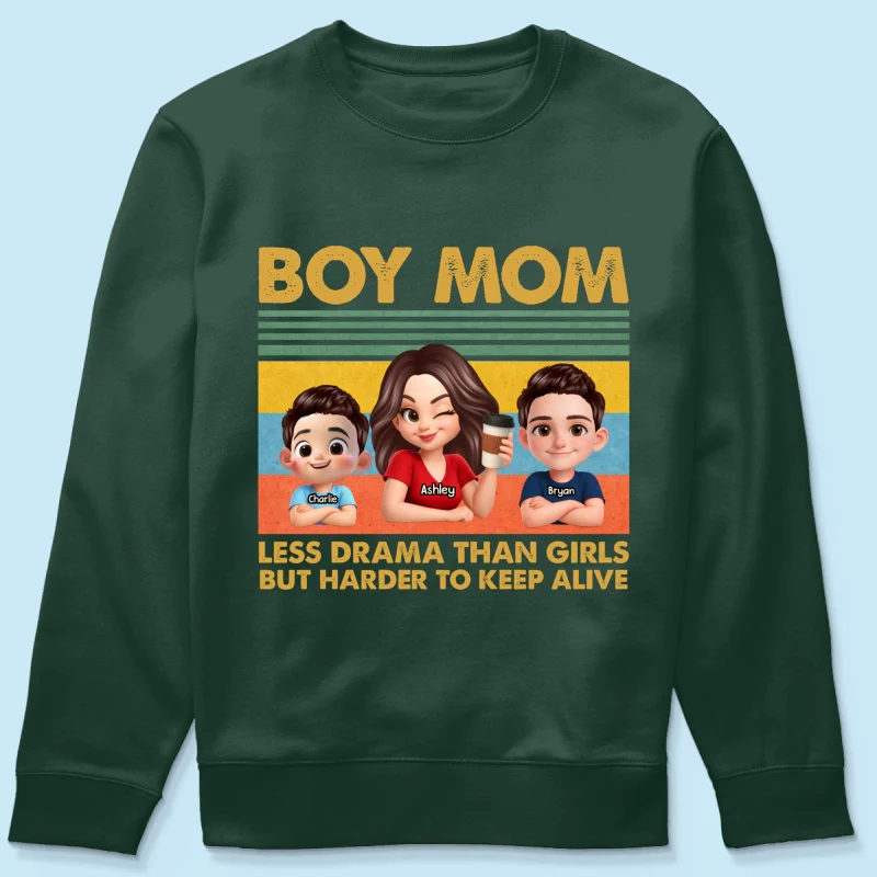 Boy Mom Less Drama Than Girls But Harder To Keep Alive - Personalized Shirt - Gift For Mom, Grandma - Image 43