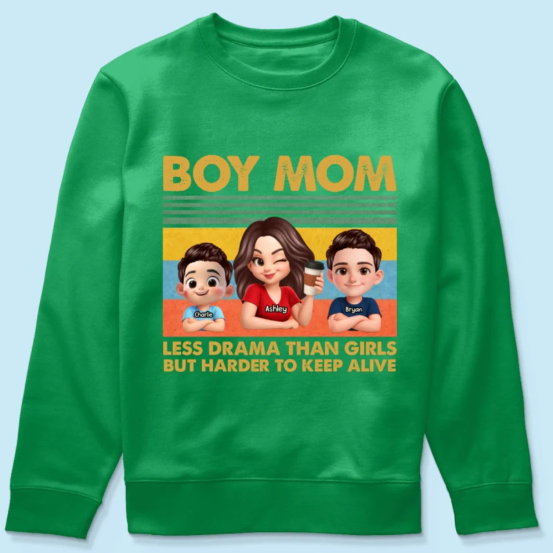 Boy Mom Less Drama Than Girls But Harder To Keep Alive - Personalized Shirt - Gift For Mom, Grandma - Image 51