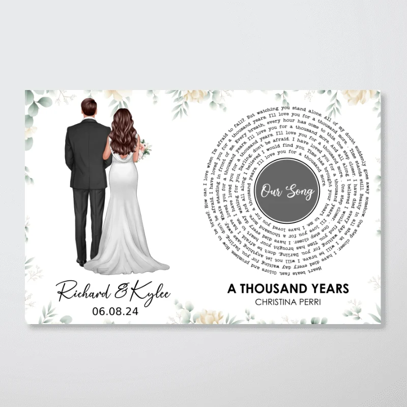 Bride & Groom Wedding Song Lyrics Wedding Gift, Anniversary Gift Personalized Poster - Image 8