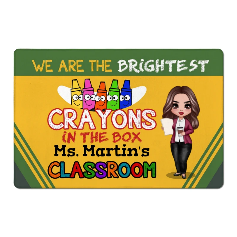 Brightest Crayons In The Box Teacher Personalized Doormat - Image 4