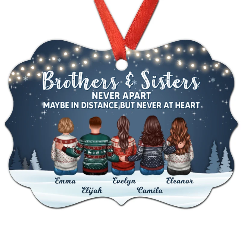 Brother Sisters Never Apart Family Sibling Personalized Christmas Ornament - Image 3