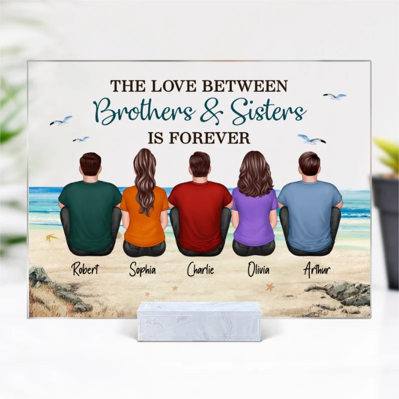 Brother Sisters Siblings Beach Landscape Personalized Acrylic Plaque - Image 4