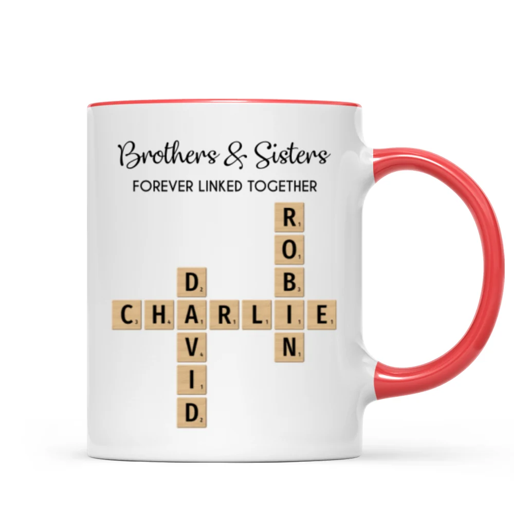 Brothers And Sisters Forever Linked Together Crossword Puzzle Art Personalized Mug, Gift For Brothers, Sisters, Siblings, Family - Image 13