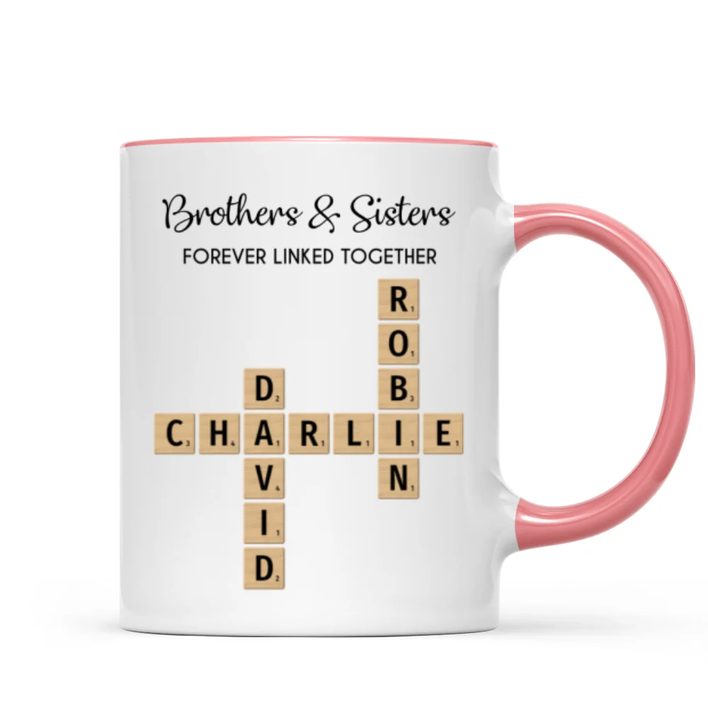 Brothers And Sisters Forever Linked Together Crossword Puzzle Art Personalized Mug, Gift For Brothers, Sisters, Siblings, Family - Image 15