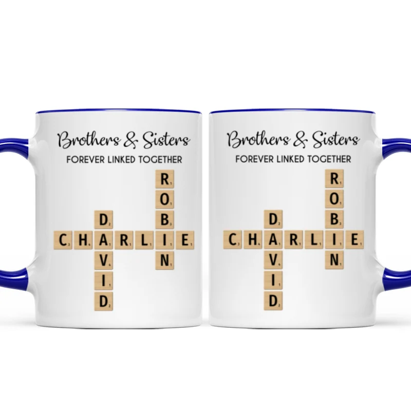 Brothers And Sisters Forever Linked Together Crossword Puzzle Art Personalized Mug, Gift For Brothers, Sisters, Siblings, Family - Image 21