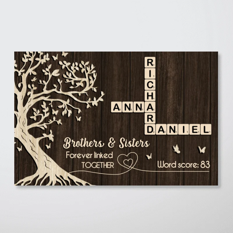 Brothers and Sisters Forever Linked Together Crossword Wall Art - Personalized Poster - Sentimental Gift for Siblings - Image 12