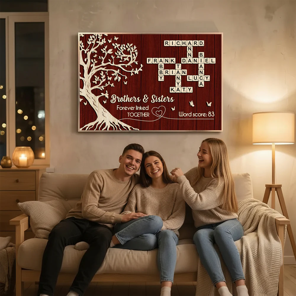 Brothers and Sisters Forever Linked Together Crossword Wall Art - Personalized Poster - Sentimental Gift for Siblings - Image 3