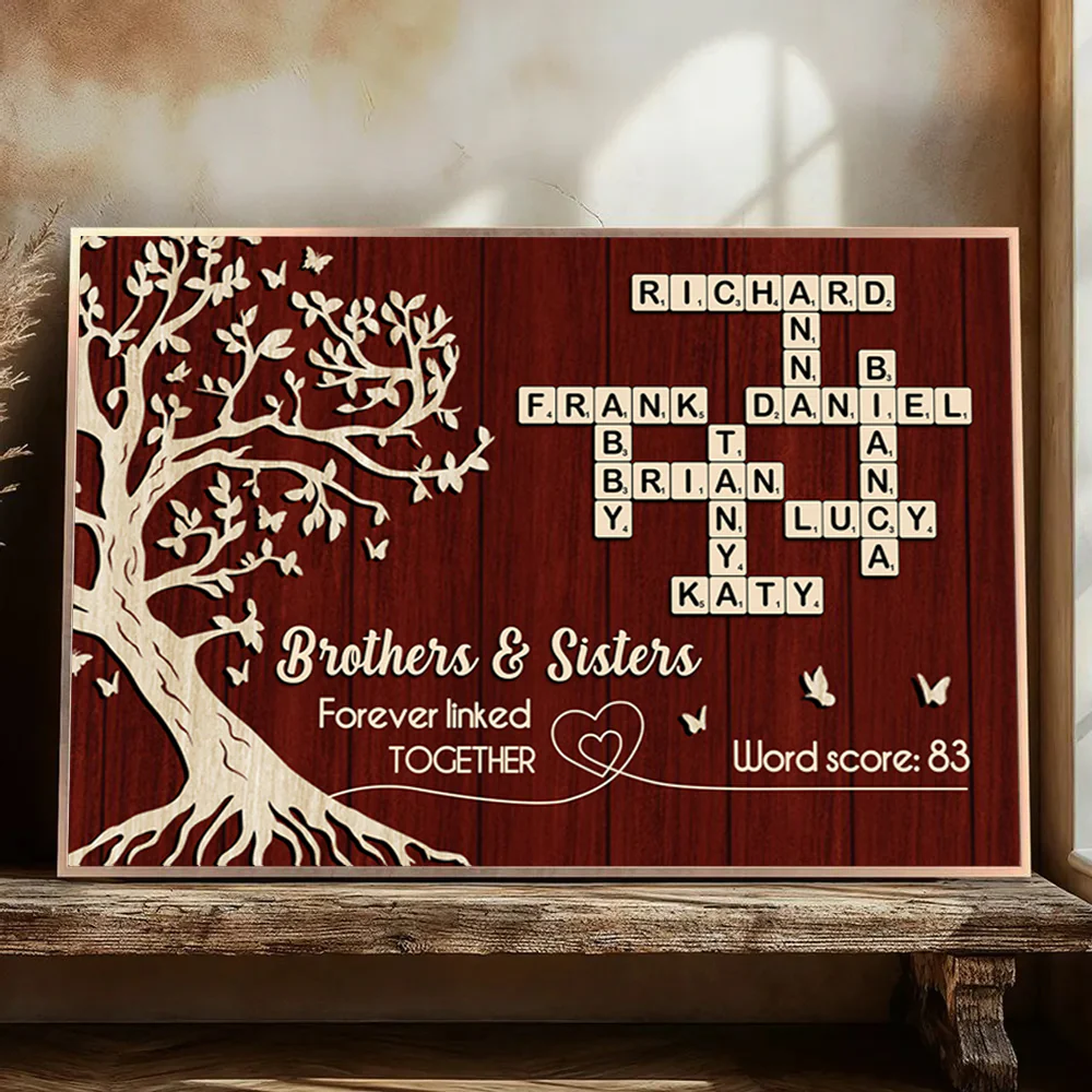 Brothers and Sisters Forever Linked Together Crossword Wall Art - Personalized Poster - Sentimental Gift for Siblings - Image 4