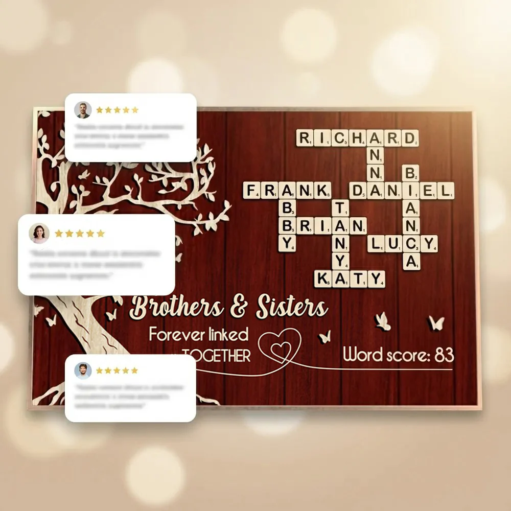 Brothers and Sisters Forever Linked Together Crossword Wall Art - Personalized Poster - Sentimental Gift for Siblings - Image 7