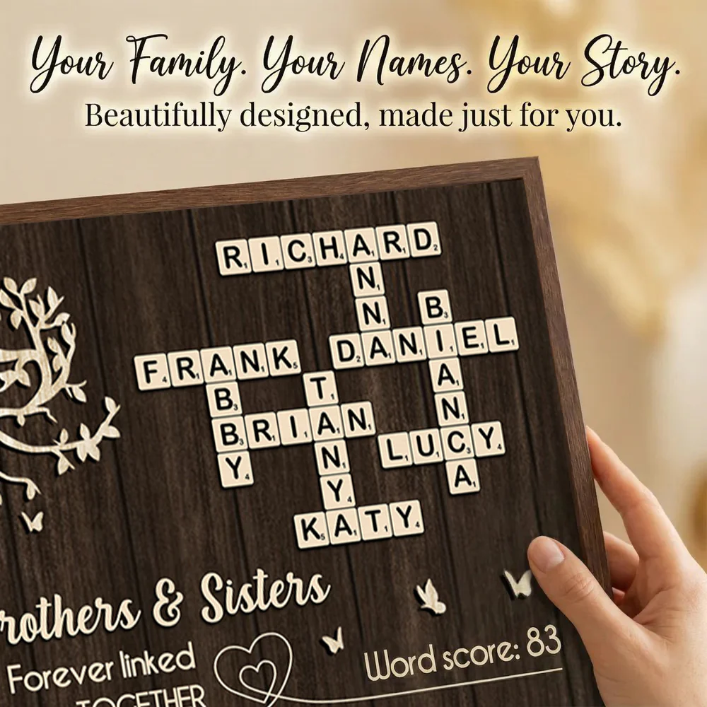 Brothers and Sisters Forever Linked Together Crossword Wall Art - Personalized Poster - Sentimental Gift for Siblings - Image 9
