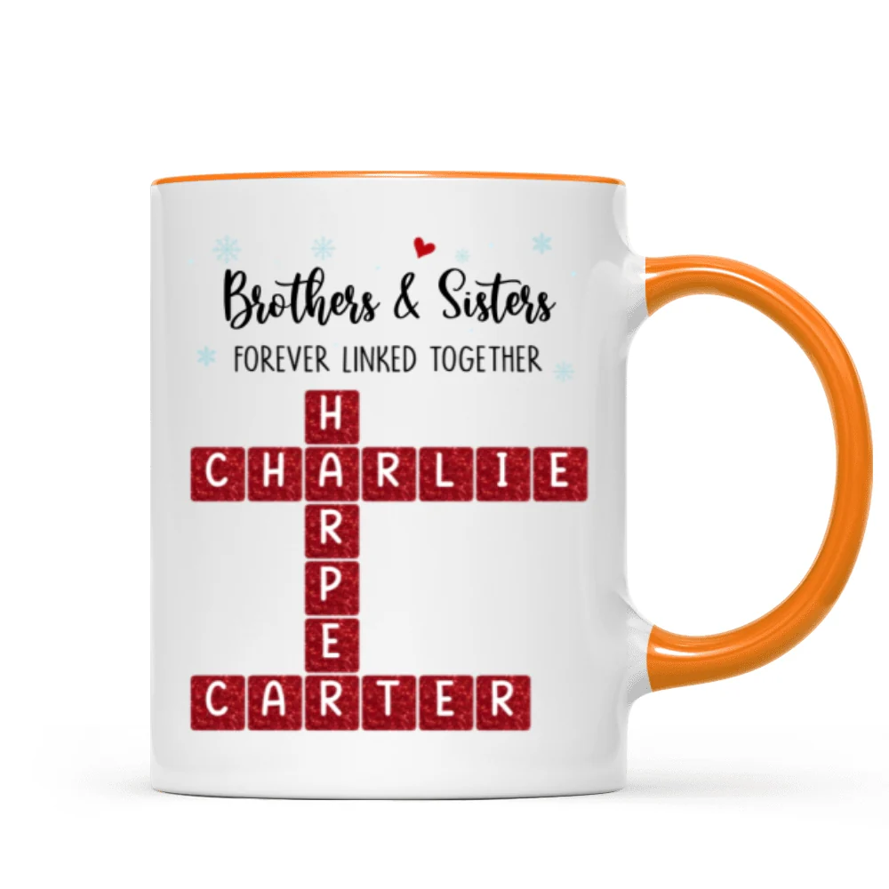Brothers And Sisters Forever Linked Together Festive Theme Crossword Puzzle Art - Personalized Mug - Gift For Siblings, Family - Image 13