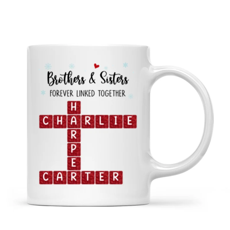 Brothers And Sisters Forever Linked Together Festive Theme Crossword Puzzle Art - Personalized Mug - Gift For Siblings, Family - Image 15