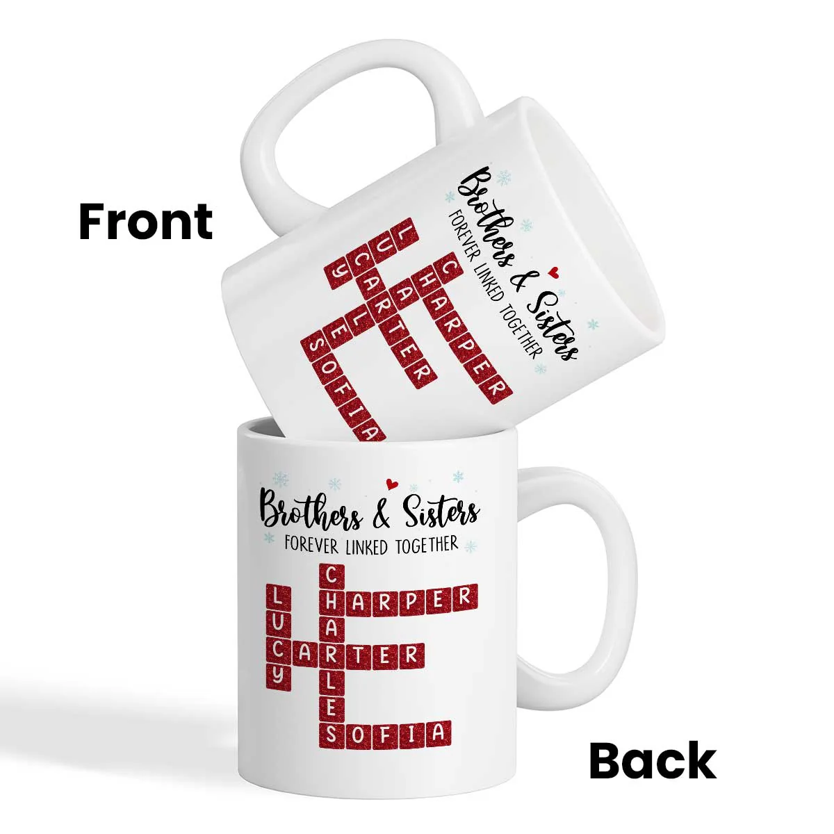 Brothers And Sisters Forever Linked Together Festive Theme Crossword Puzzle Art - Personalized Mug - Gift For Siblings, Family - Image 4
