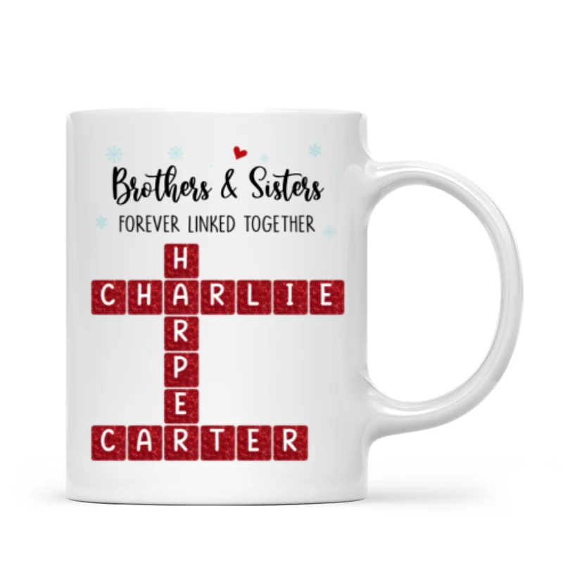 Brothers And Sisters Forever Linked Together Festive Theme Crossword Puzzle Art - Personalized Mug - Gift For Siblings, Family - Image 7