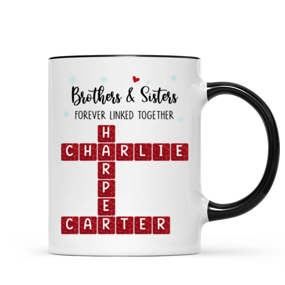 Brothers And Sisters Forever Linked Together Festive Theme Crossword Puzzle Art - Personalized Mug - Gift For Siblings, Family - Image 8