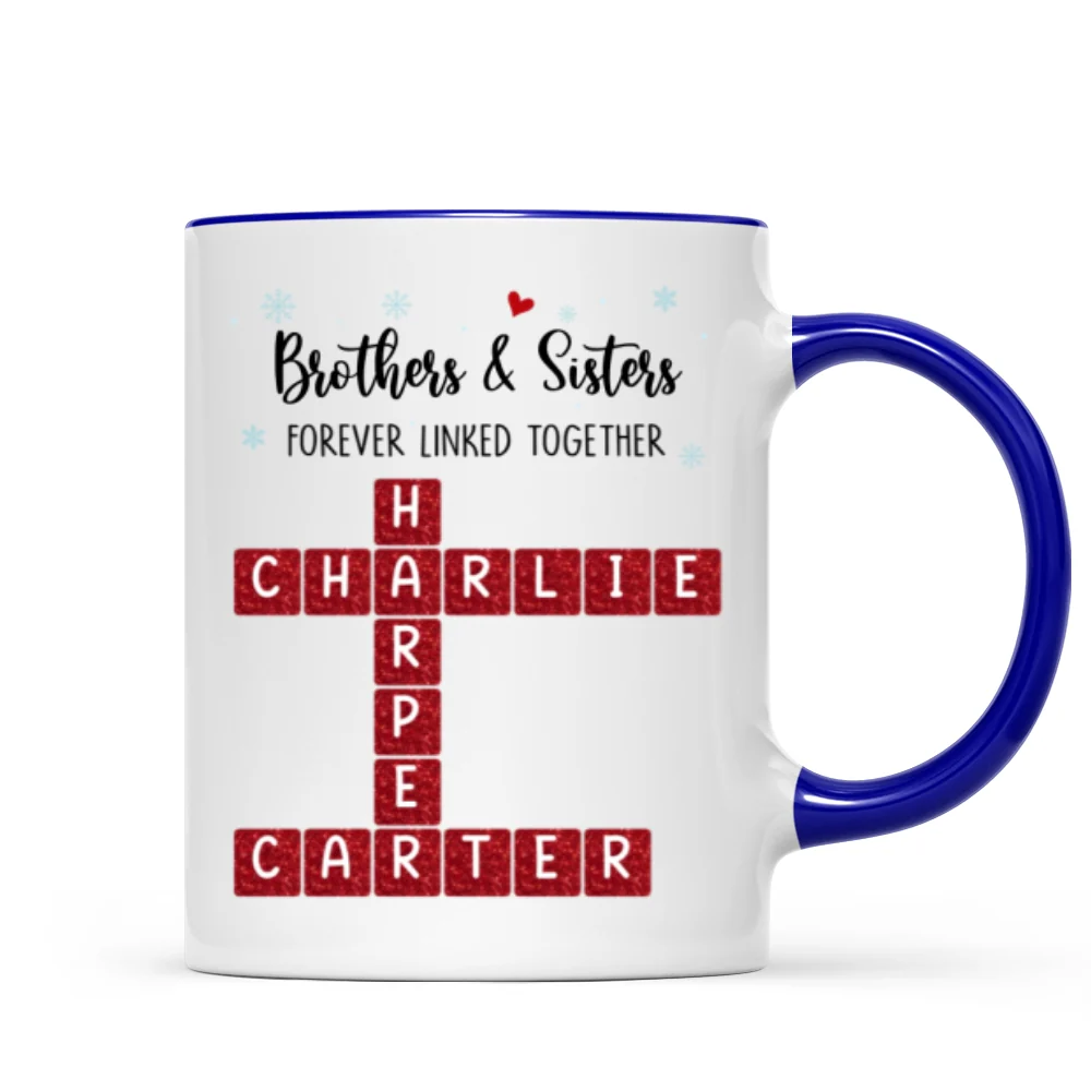 Brothers And Sisters Forever Linked Together Festive Theme Crossword Puzzle Art - Personalized Mug - Gift For Siblings, Family - Image 9