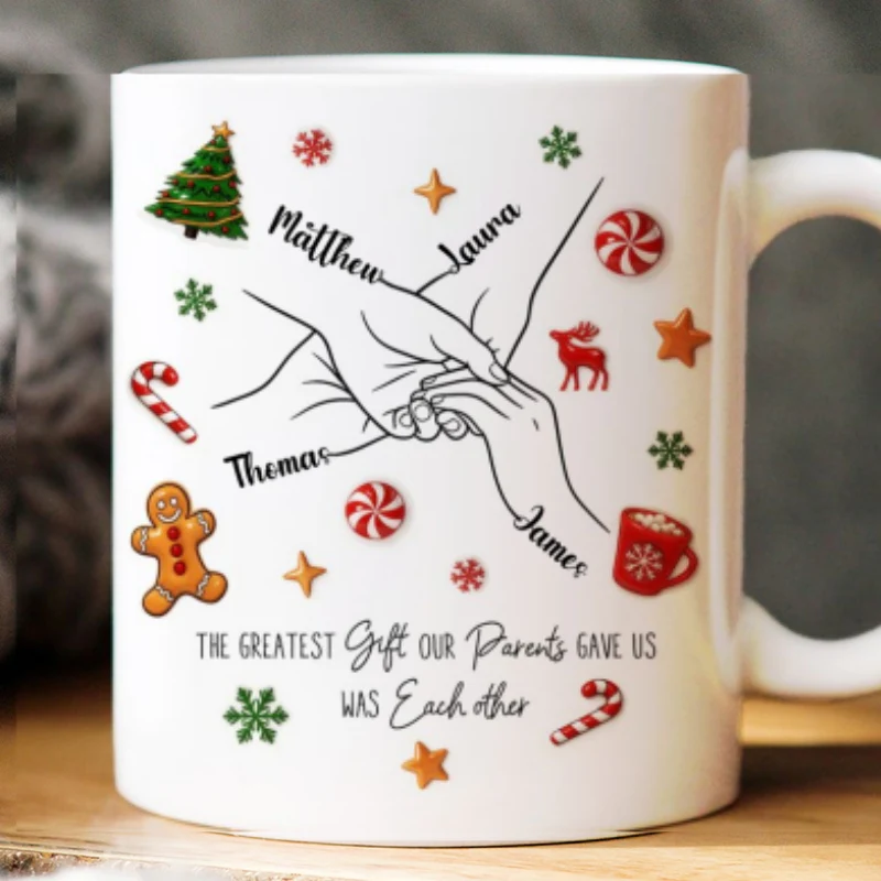 Brothers And Sisters Hands Line Art - Personalized Mug - Christmas Gift For Brother, For Sister - Image 11