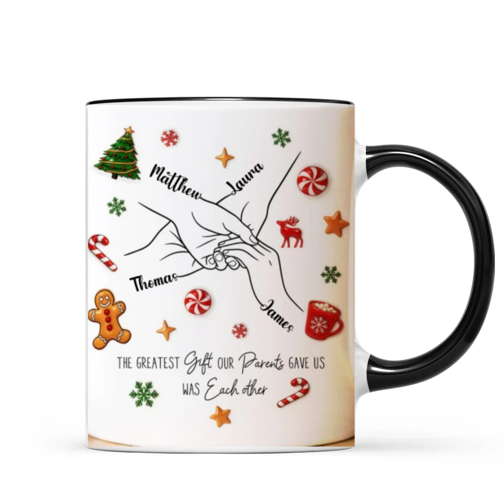 Brothers And Sisters Hands Line Art - Personalized Mug - Christmas Gift For Brother, For Sister - Image 12