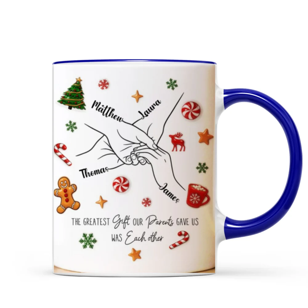 Brothers And Sisters Hands Line Art - Personalized Mug - Christmas Gift For Brother, For Sister - Image 13