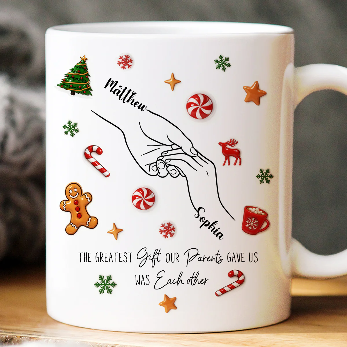 Brothers And Sisters Hands Line Art - Personalized Mug - Christmas Gift For Brother, For Sister - Image 7
