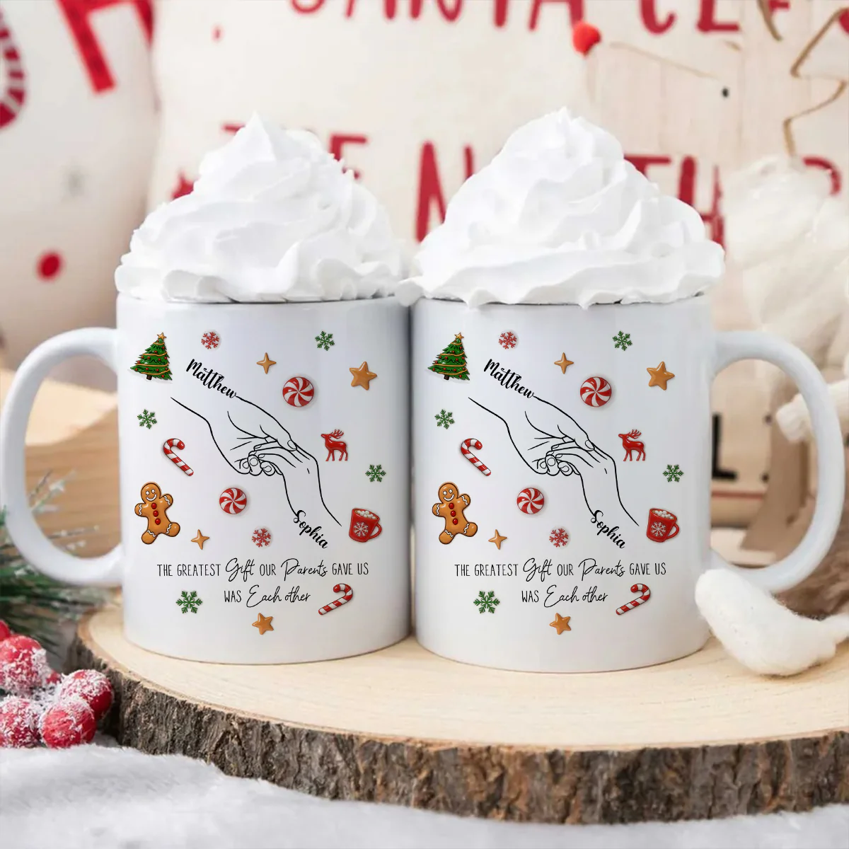 Brothers And Sisters Hands Line Art - Personalized Mug - Christmas Gift For Brother, For Sister - Image 8