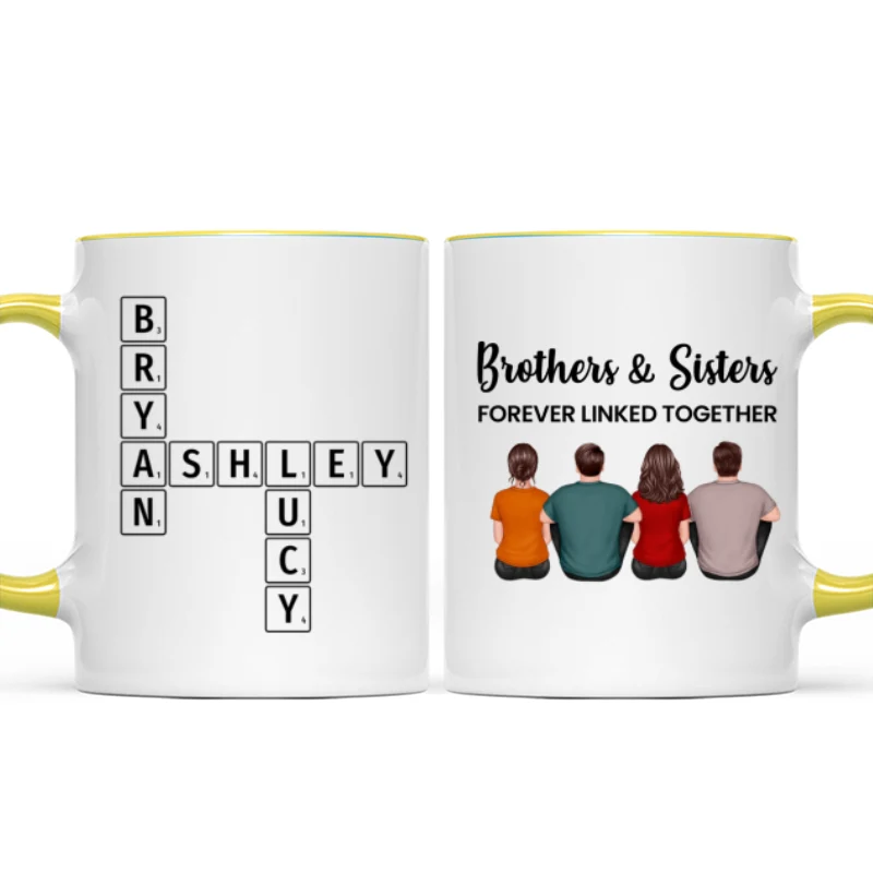 Brothers Sisters Family Linked Together Crossword Puzzle Art Personalized Mug - Image 14
