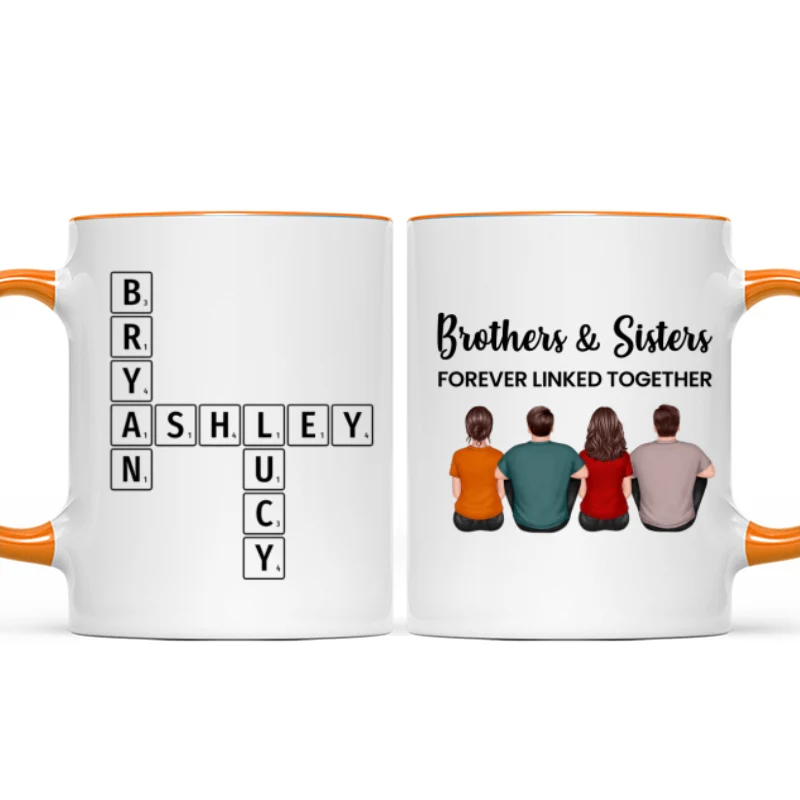 Brothers Sisters Family Linked Together Crossword Puzzle Art Personalized Mug - Image 15