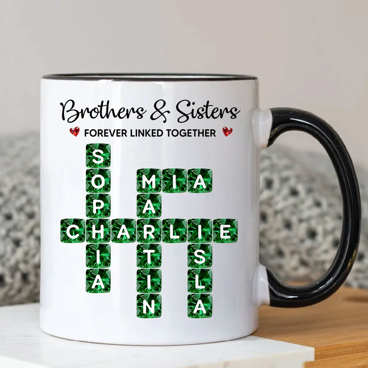 Brothers Sisters Forever Linked Together 3D Crystal Crossword - Personalized Mug - Sentimental Gift for for Loved Ones - Image 3
