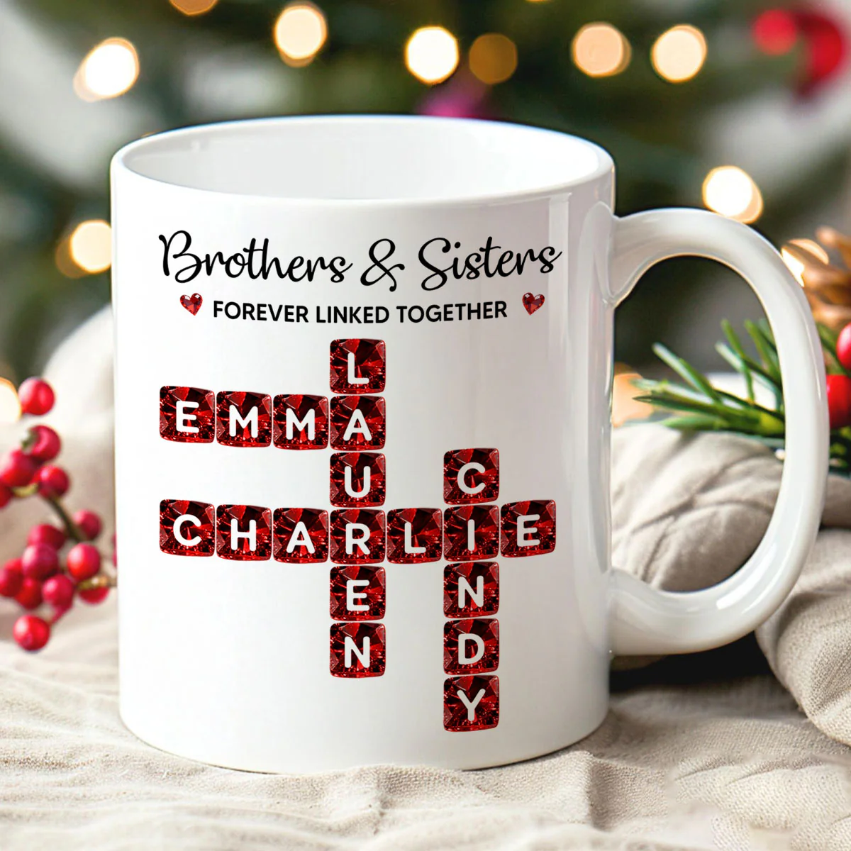Brothers Sisters Forever Linked Together 3D Crystal Crossword - Personalized Mug - Sentimental Gift for for Loved Ones - Image 4