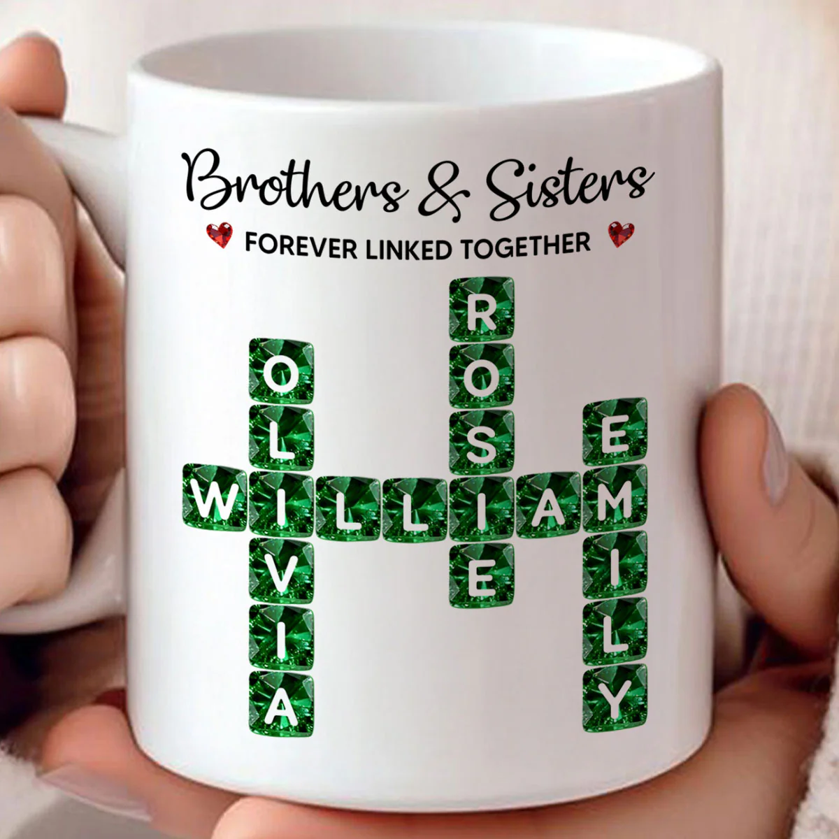 Brothers Sisters Forever Linked Together 3D Crystal Crossword - Personalized Mug - Sentimental Gift for for Loved Ones - Image 5