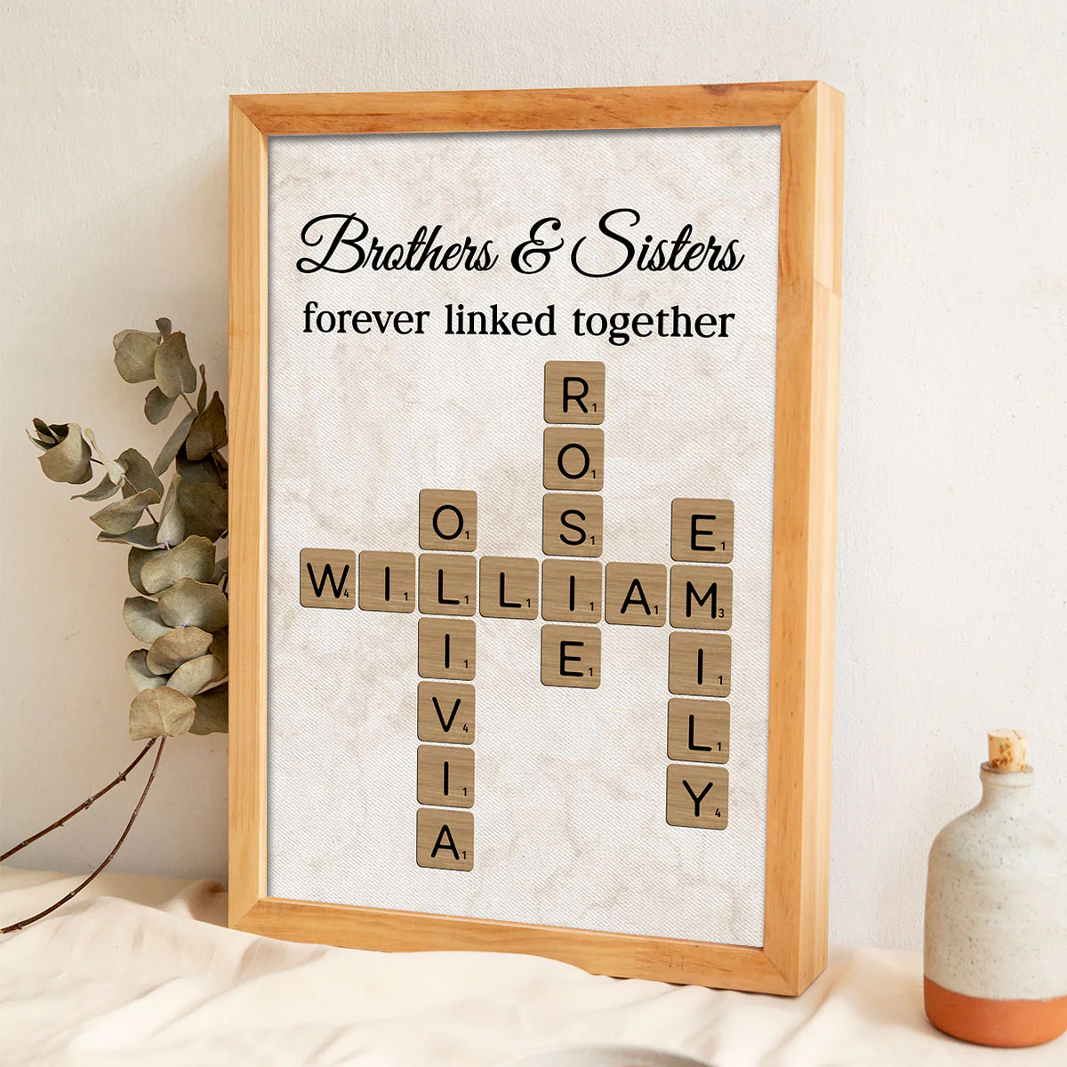 Brothers & Sisters Forever Linked Together Crossword Art - Personalized Poster - Sentimental Gift for Loved Ones - Image 5