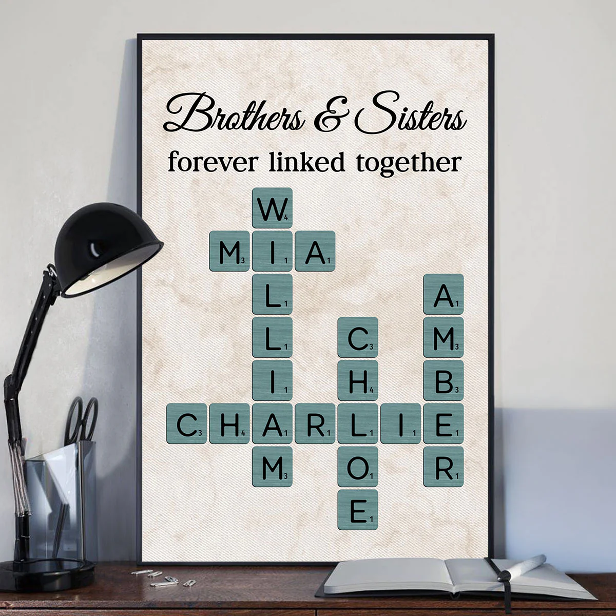 Brothers & Sisters Forever Linked Together Crossword Art - Personalized Poster - Sentimental Gift for Loved Ones - Image 6