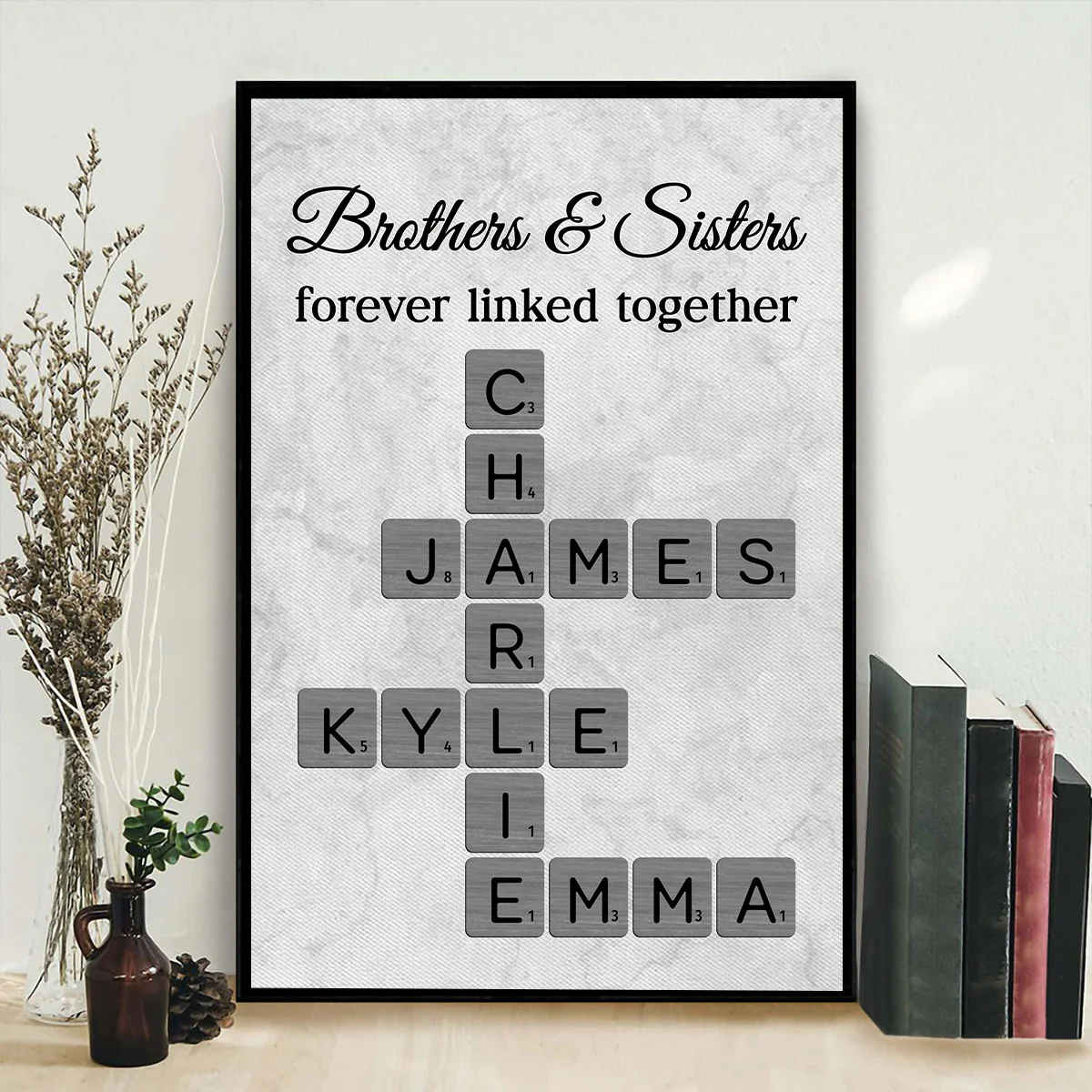 Brothers & Sisters Forever Linked Together Crossword Art - Personalized Poster - Sentimental Gift for Loved Ones - Image 7