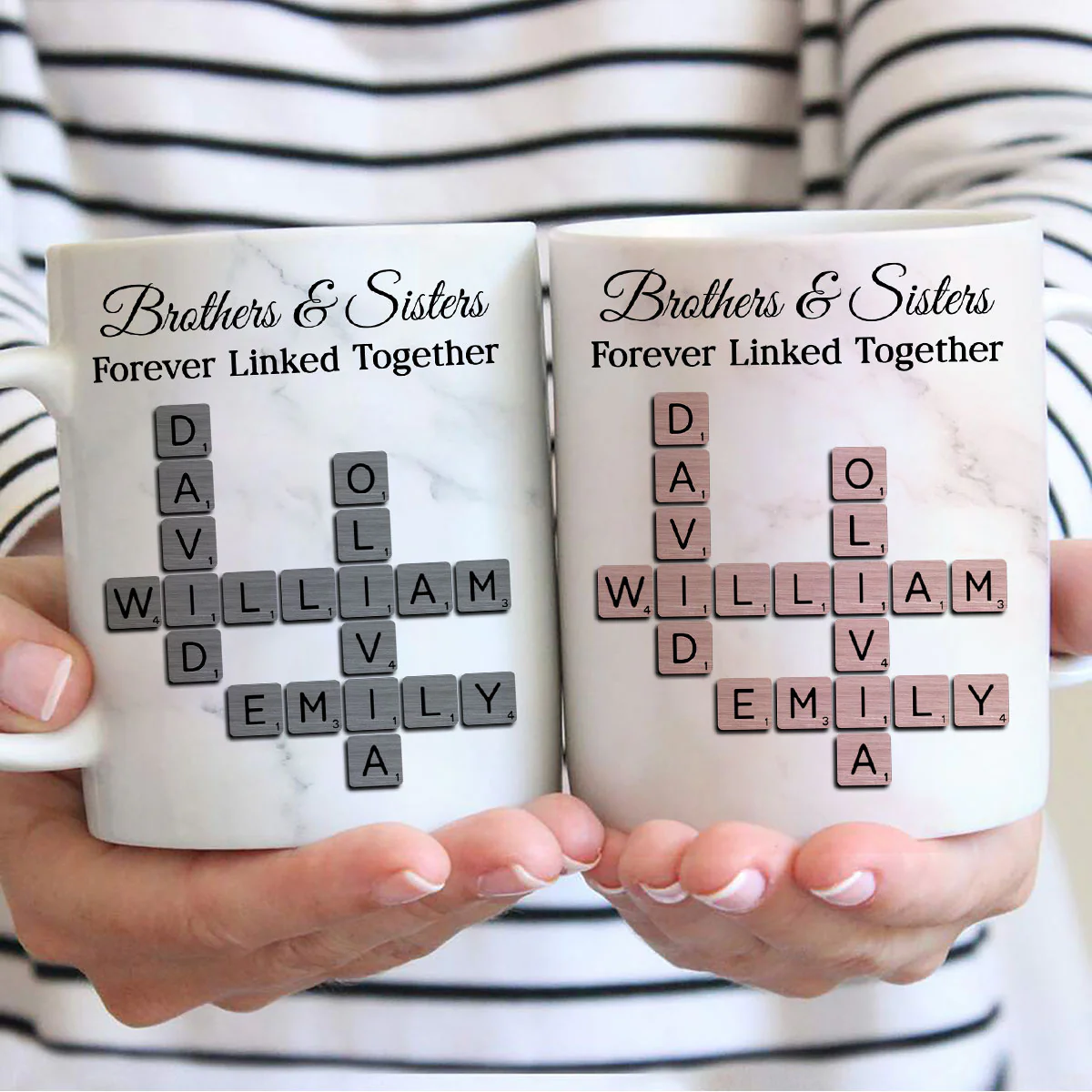 Brothers Sisters Forever Linked Together Crossword - Personalized Mug - Sentimental Gift for Siblings - Image 6
