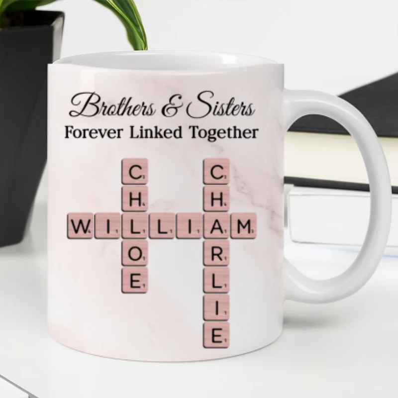 Brothers Sisters Forever Linked Together Crossword - Personalized Mug - Sentimental Gift for Siblings - Image 8