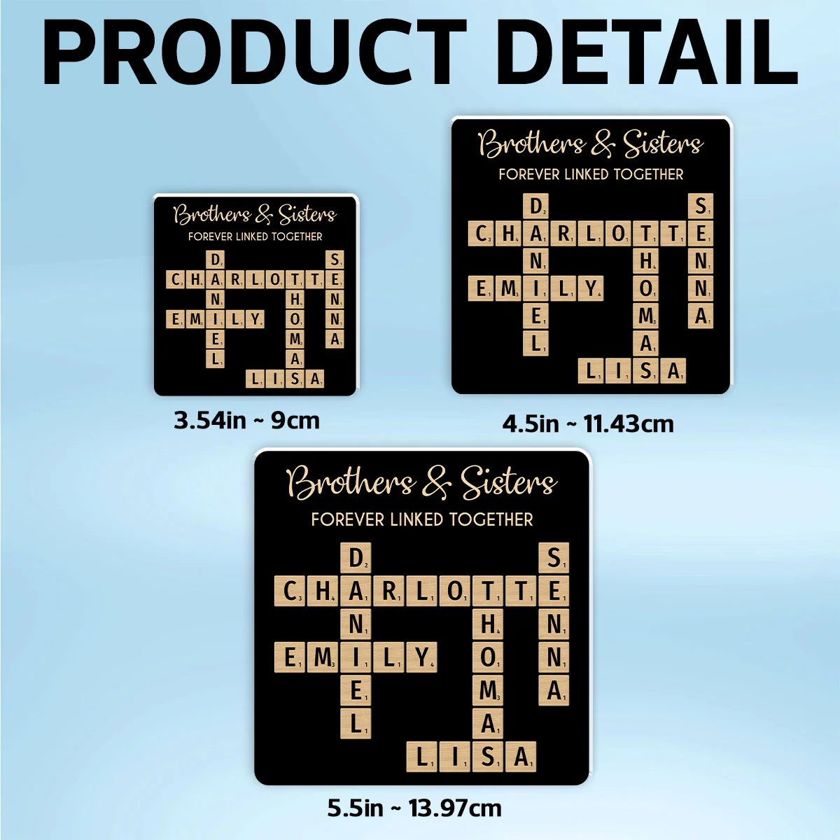 Brothers & Sisters Forever Linked Together Crossword Puzzle Art Personalized Acrylic Fridge Magnet, Gift For Brothers, Sisters, Siblings, Family - Image 6