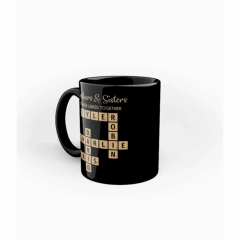 Brothers & Sisters Forever Linked Together Crossword Puzzle Art - Personalized Mug - Gift For Brothers, Sisters, Siblings, Family - Image 2