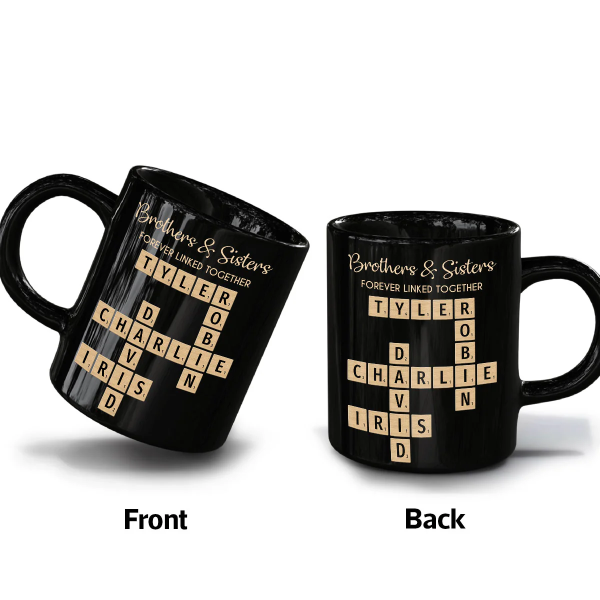 Brothers & Sisters Forever Linked Together Crossword Puzzle Art - Personalized Mug - Gift For Brothers, Sisters, Siblings, Family - Image 4