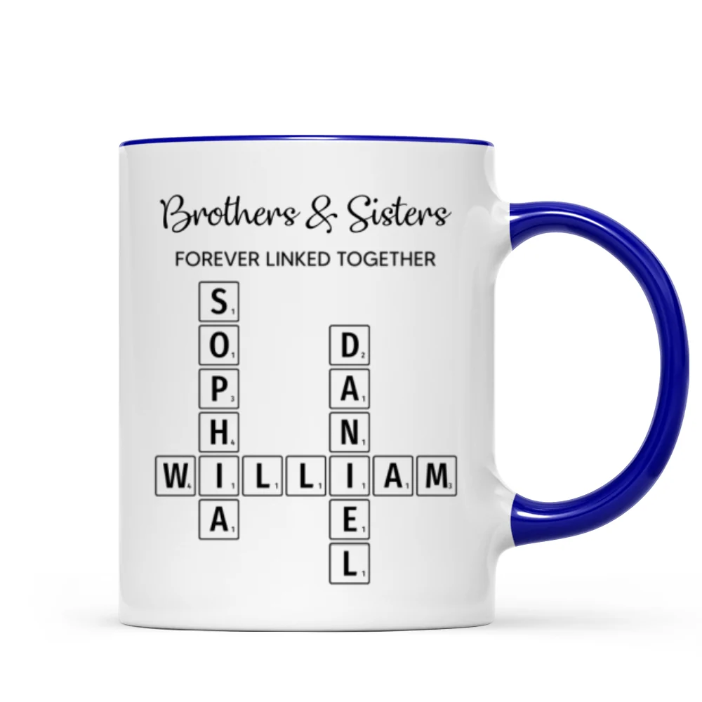Brothers & Sisters Forever Linked Together Crossword Puzzle Art Personalized Mug, Gift For Brothers, Sisters, Siblings, Family - Image 10