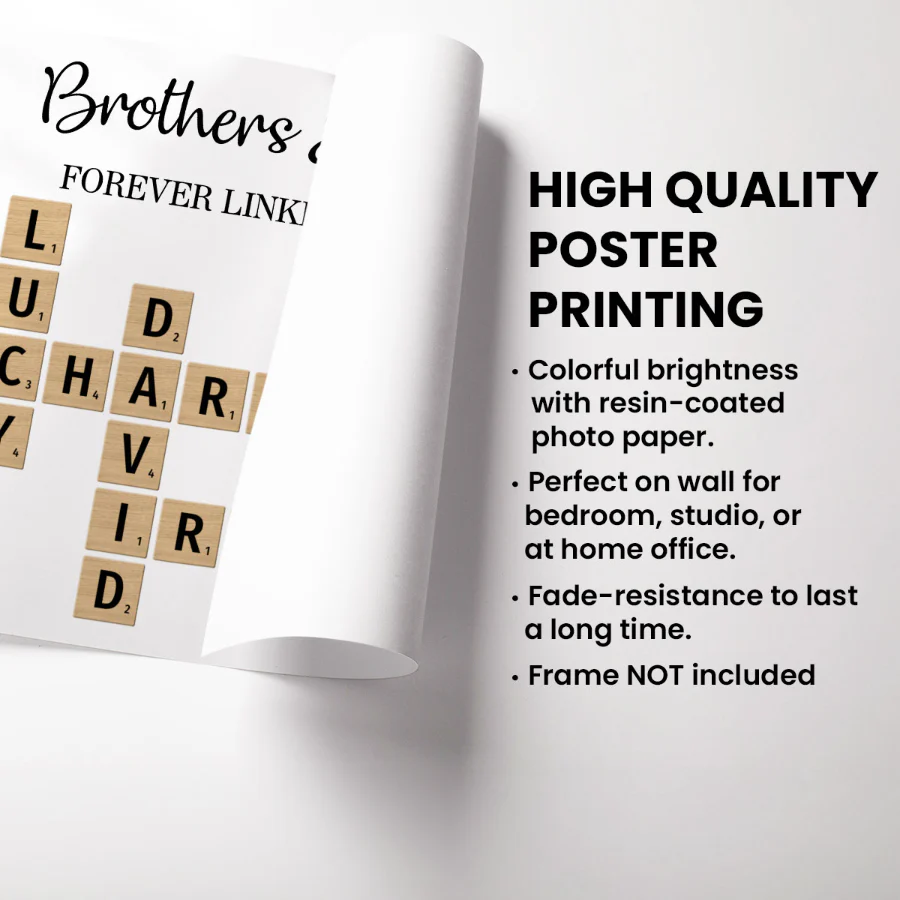Brothers & Sisters Forever Linked Together Crossword Puzzle Art - Personalized Poster - Heartfelt Gift For Siblings, Family - Image 10